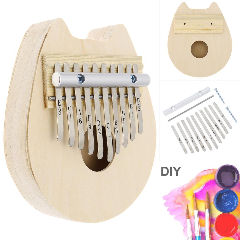 10 Key Kalimba DIY Kit Beech Wood Thumb Piano Mbira for Handwork Painting Parents-child Campaign Keyboard Instruments: 3