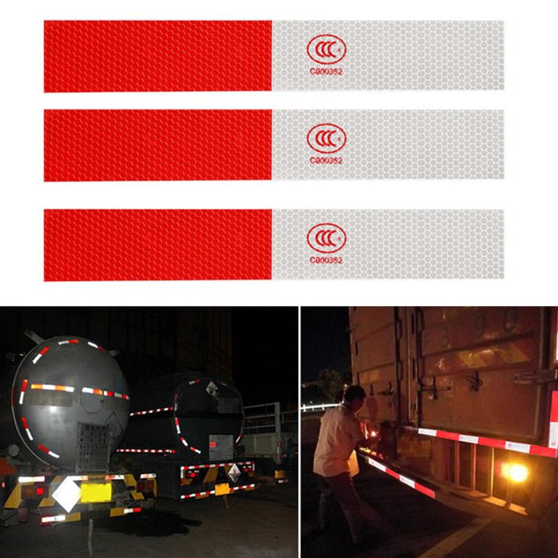 10Pcs car Reflective sticker Safety Warning Sign Reflective Conspicuity Adhesive Sticker 30 x 4.5cm car stickers Red+White