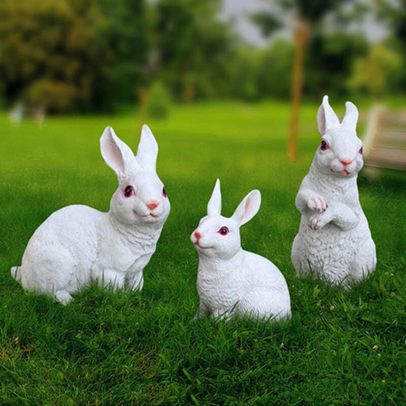 Large Resin Bunny Rabbit Figurines Garden Ornament Outdoor Art Yard Garden Animal Figurines Rabbits Decoration