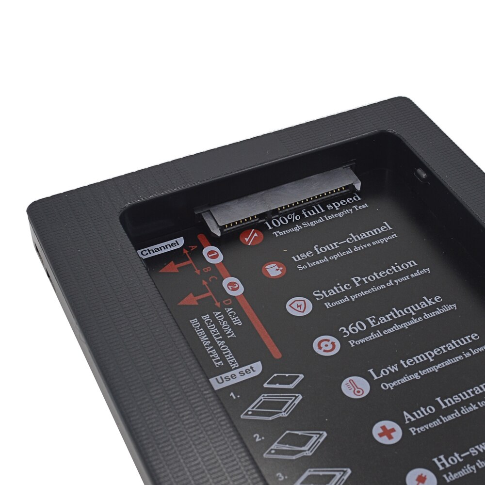CHIPAL 4 Channels Universal 2nd HDD Caddy 12.7mm SATA 3.0 Dual LED Indicator for 2.5" SSD HDD Case Enclosure Laptop CD / DVD-ROM