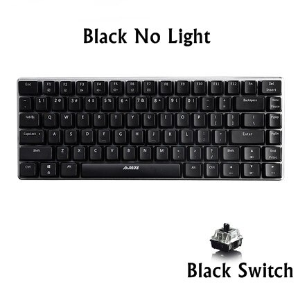 Ajazz AK33 82 clé alliage panneau USB filaire rétro-éclairage mécanique jeu clavier bleu/noir axe avec câble détachable: OPTION 1