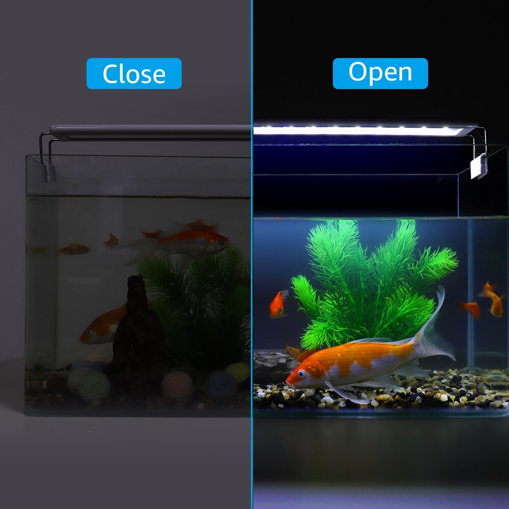 Svanur led akvarielys hvid og blå 20/40/60 cm udtrækbar clip on lampe akvarielys til ferskvandsplanter, der vokser