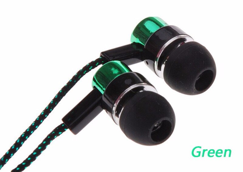 3.5mm in-ear earphones bass LR sport earphone headset stereo for Iphone 6 6s 7 ipad mini mp4 samsung xiaomi huawei: green color