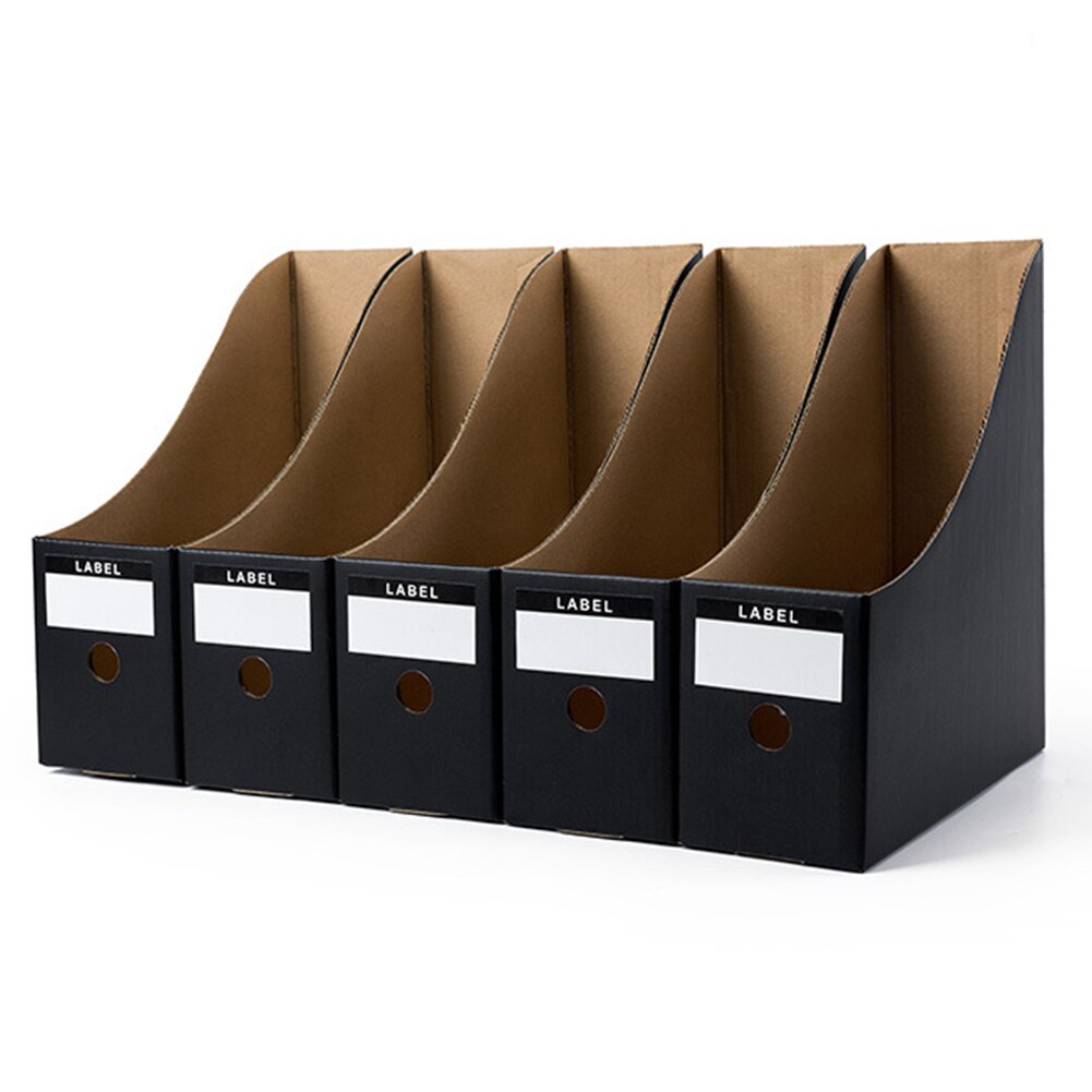 5PCS/Set Paper Desk Organiser Office Foldable Pencil Magazine Rack Simple Paperwork Document Storage Box File Holder: Black