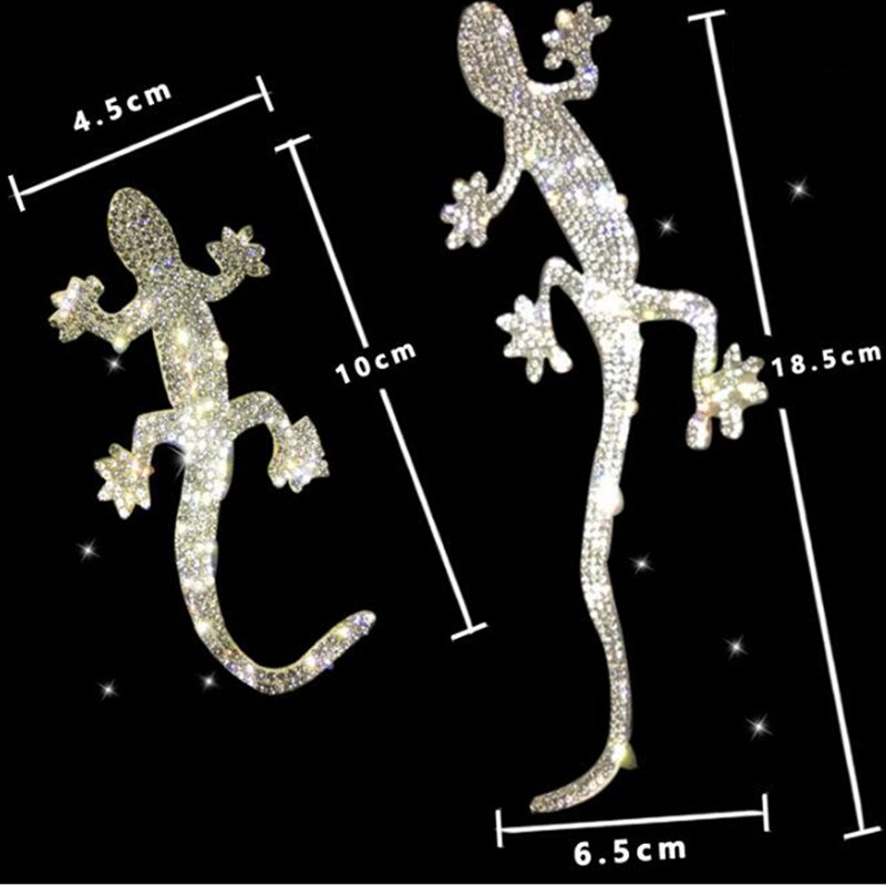 Varios patrones de pegatinas de cristal para coche, decorar coches, parachoques, ventana, portátiles, equipaje, pegatina de estrás, assessoires blancos para coche: Small gecko