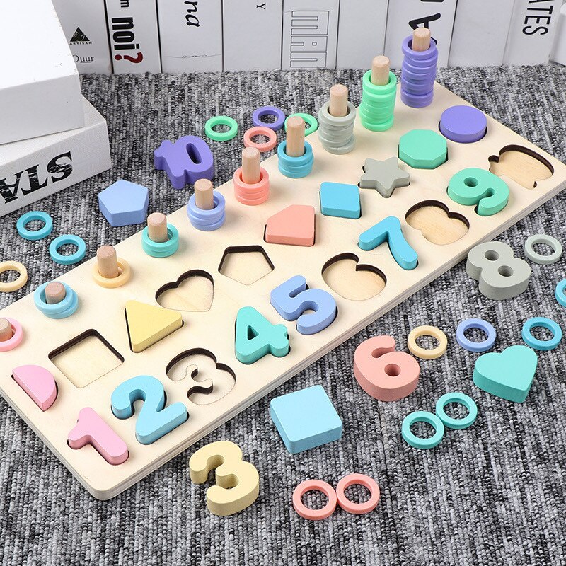 Puzzle in legno forma Sorter Board conteggio anelli impilabili pesca magnetica educazione precoce giocattoli di apprendimento per bambini di 3-6 anni: Macaron