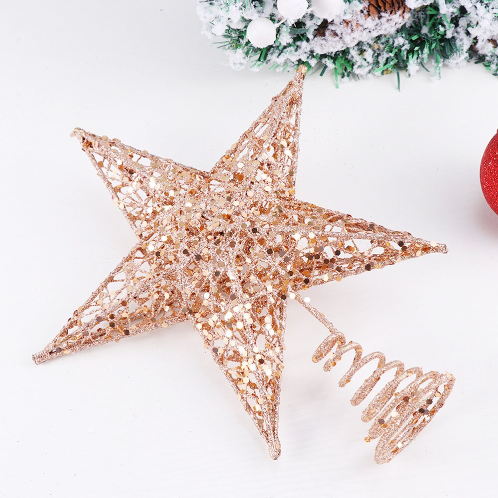 2pcs Christmas Tree Iron Star Topper Glittering Christmas Tree Decoration Ornaments (1pc 20cm Rose Gold, 1pc 25cm Rose Gold): Default Title