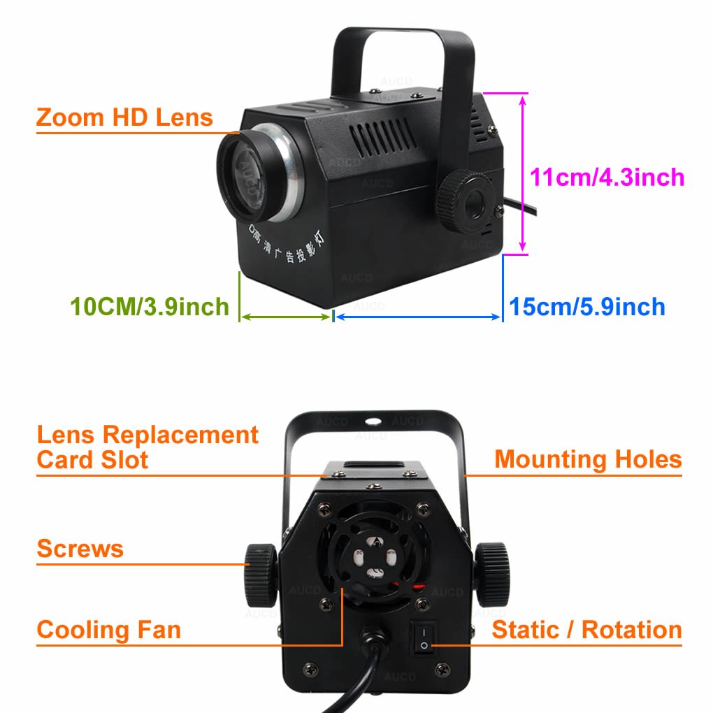 50W LED AD Logo Image Projector Light Rotating Advertising Lamp Shop Cafe Store Disco Party Hotel KTV Bar Show No With Gobo Card