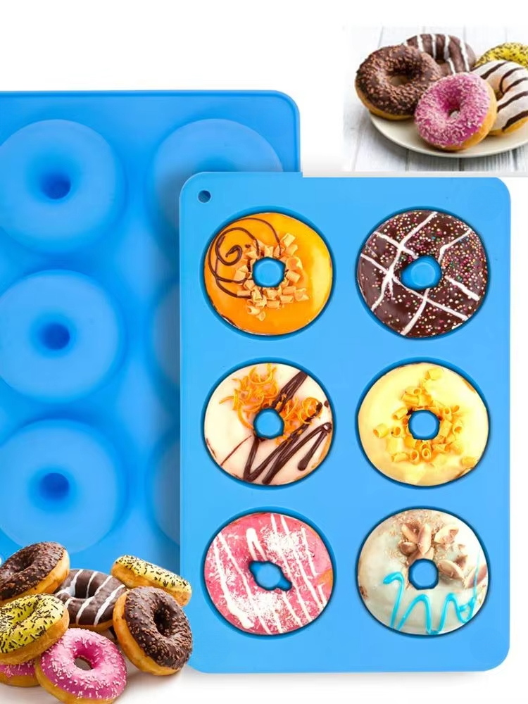 6-See-Silikon-Krapfen-bilden, Backform, antihaftbeschichtet, zum Backen, Gebäck, Schokolade, Kuchen, Nachtisch, DIY-Dekoration, Werkzeuge, Bagels, Muffins, Donuts: Schokolade