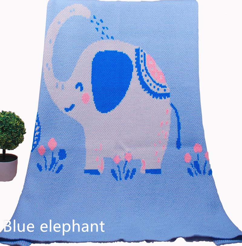 Børne & #39 ;s strikket tæppe strandmåtte klapvogn babytæppe spædbørn vindtæt betræk quilt nyfødt svøbe tæppe udendørs måtte: Elefant