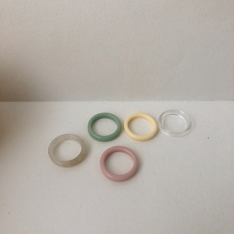 1Pc Kleurrijke Transparante Hars Ring Set Voor Vrouwen Korea Minimalistische Acryl Vrouwelijke Geometrische Ronde Ringen Sieraden Party