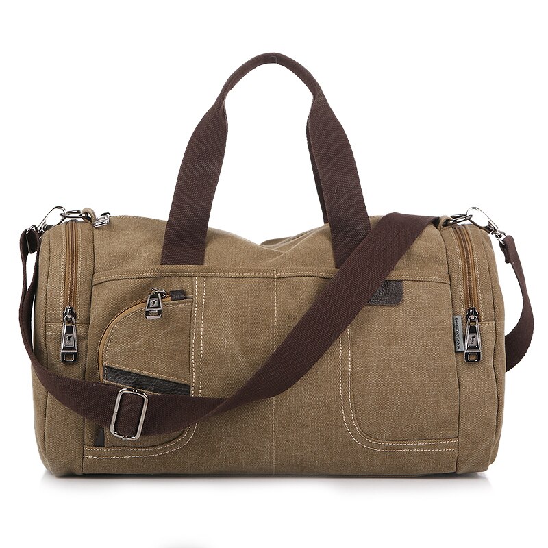 Man Grote Capaciteit Canvas Messenger Bags Duffle Tote Reizen Schoudertas Van Tote Crossbody Tassen Reizen Vrije Tijd Handtas: Khaki