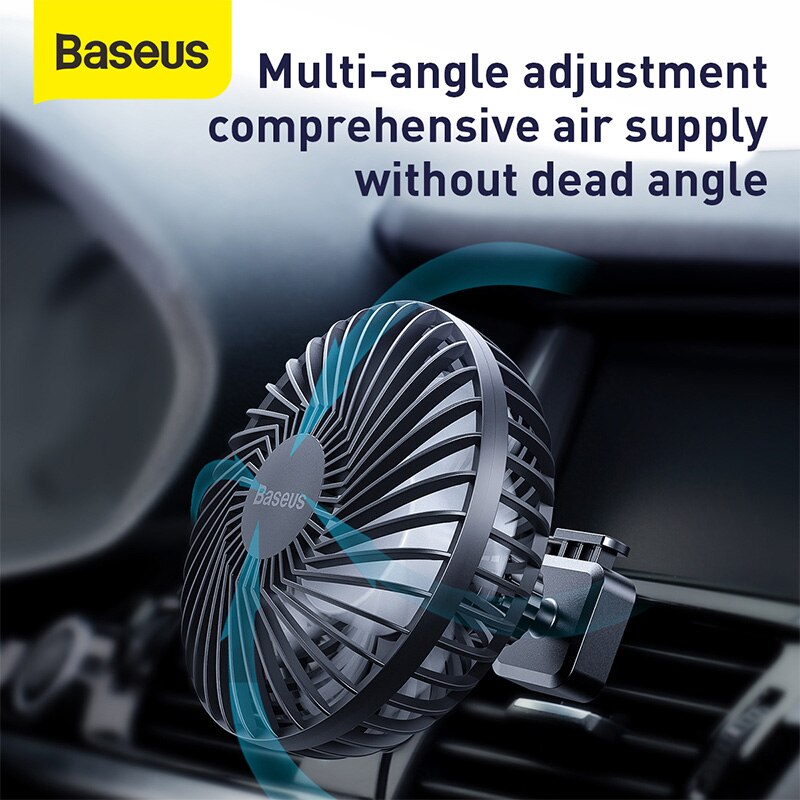 Baseus Portable Fan Car Air Cent Mount Cool Air Travel Cooler Cooling Mini Fans 360 Rotation Adjustable Angle Fans Outdoor Home