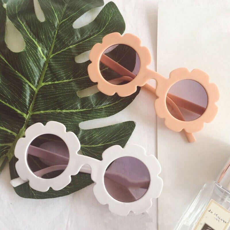 Gafas de sol redondas para niños y niñas, lentes de sol infantiles con flores, de plástico, para exteriores, a la , Reino Unido