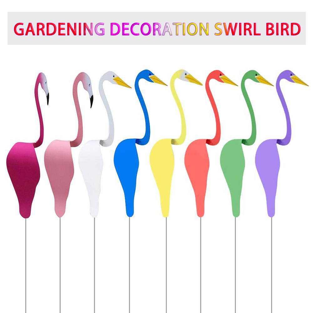 Flamingo Swirling Bird Metal Dynamic Decorative White Duck Spin The Breeze Lawn Art Ornaments Home Garden Decoration