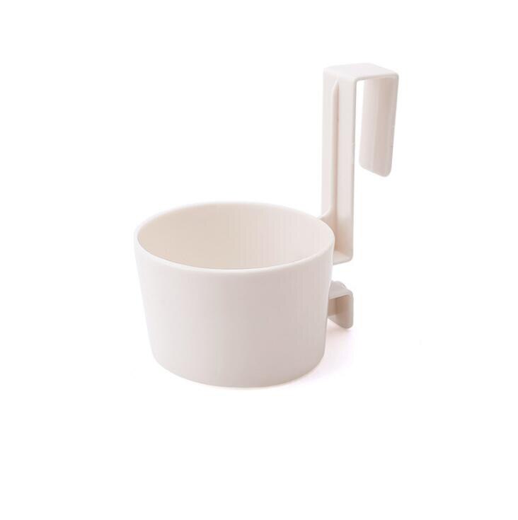 Badkamer föhn standaard organizer plank opbergruimte föhn rek houder deurhaak ring plastic badkamer opbergruimte: Beige