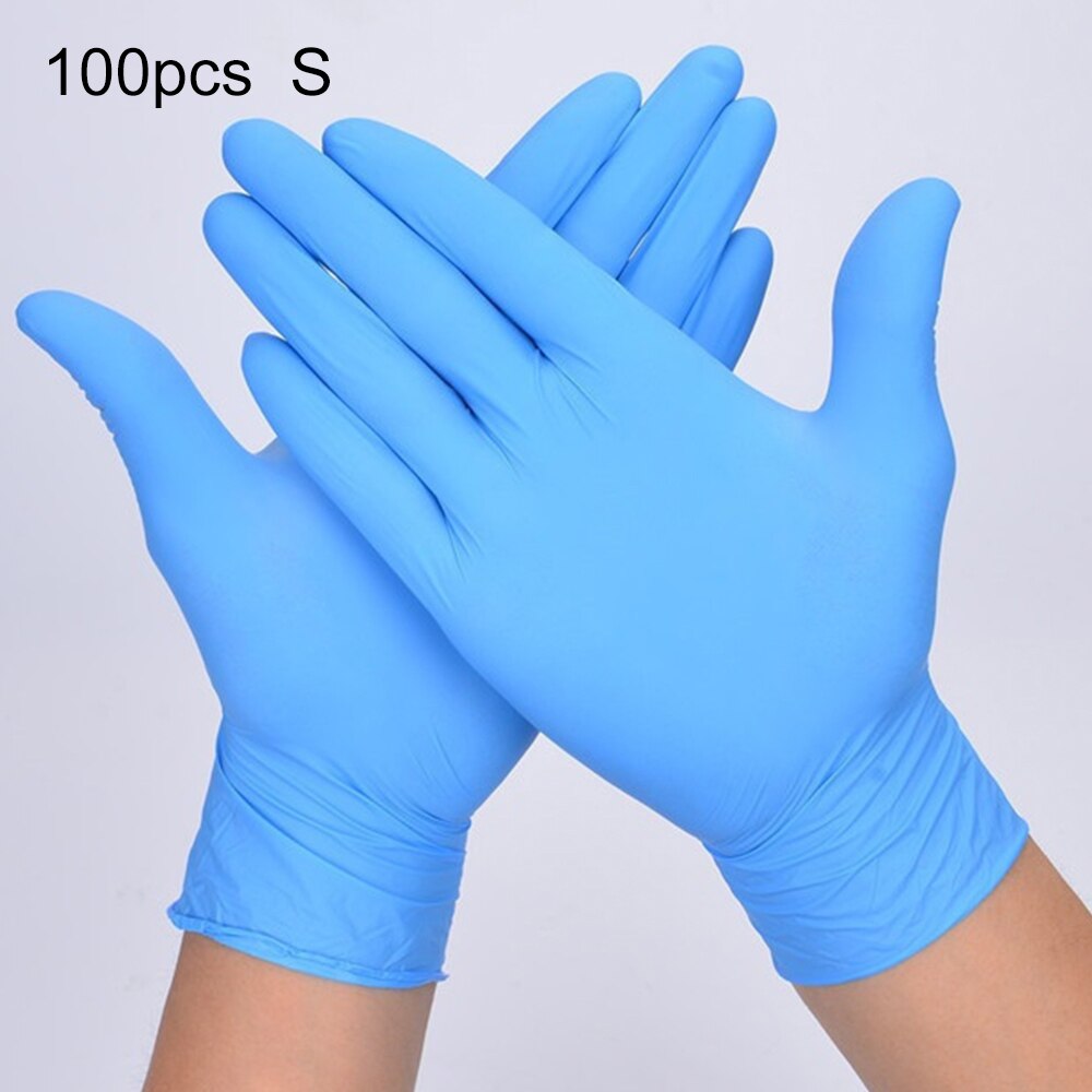 100 stk/æske engangs-nbr handsker rengøring vask engangs mekaniker handsker nitril laboratorie nail art antistatiske handsker: S