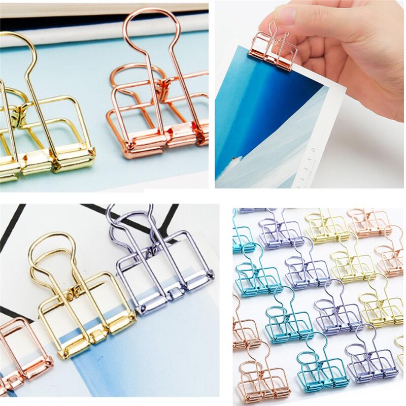 Dailylike 1PC Colorful Binder Clip Creasing Edges Metal Clip File Clips for School Office Medium Paper Clip Bookbinding Tool