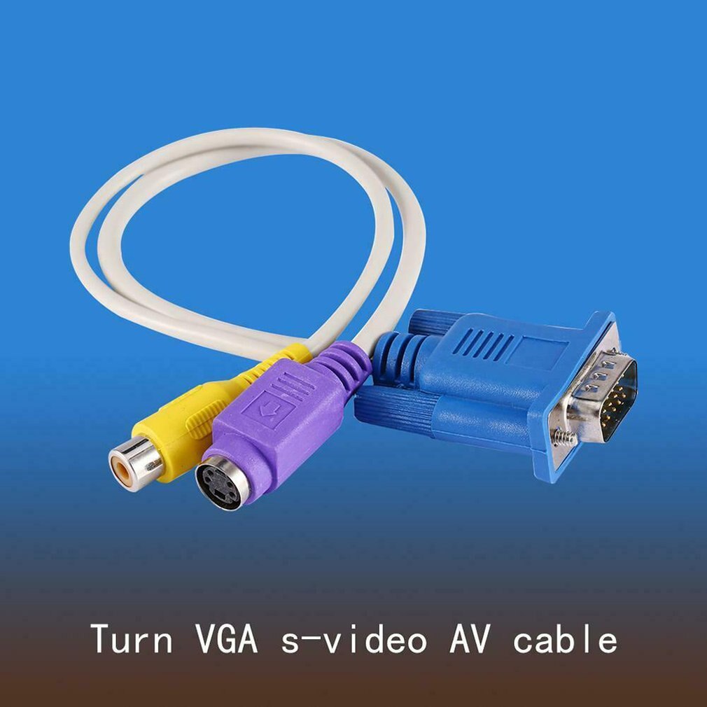 1pc 15Pin PC VGA SVGA TO S-Video RCA Composite AV TV Out Converter Adapter Cable