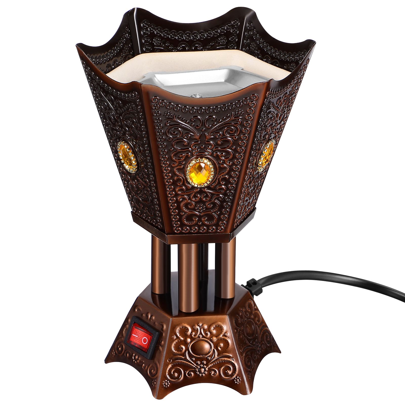 Elektrische wierook retro huishoudelijke elektrische wierookbrander wierookvat ijzeren bakhoor nament led in timer therapie huishoudelijk: Marineblauw