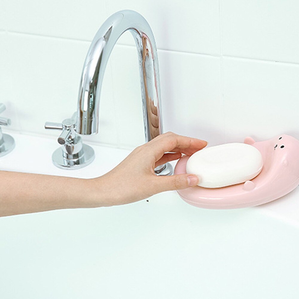 Sink Spons Box Container Badkamer Accessoires Afvoer Zeepkist Schattige Beer Vorm Wasruimte Organisator Zeepbakje Case Plastic Houder