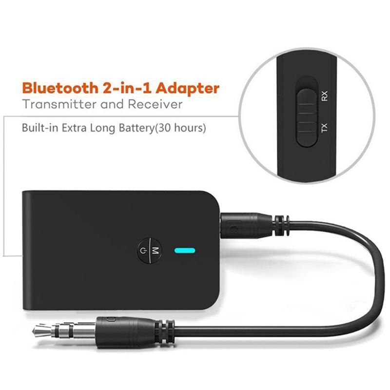 2 In 1 Bluetooth 5.0 Transmitter Receiver Stereo Music Audio Adapter Rechargeable For TV Computer Car Speaker 3.5mm Hi-Fi Audio