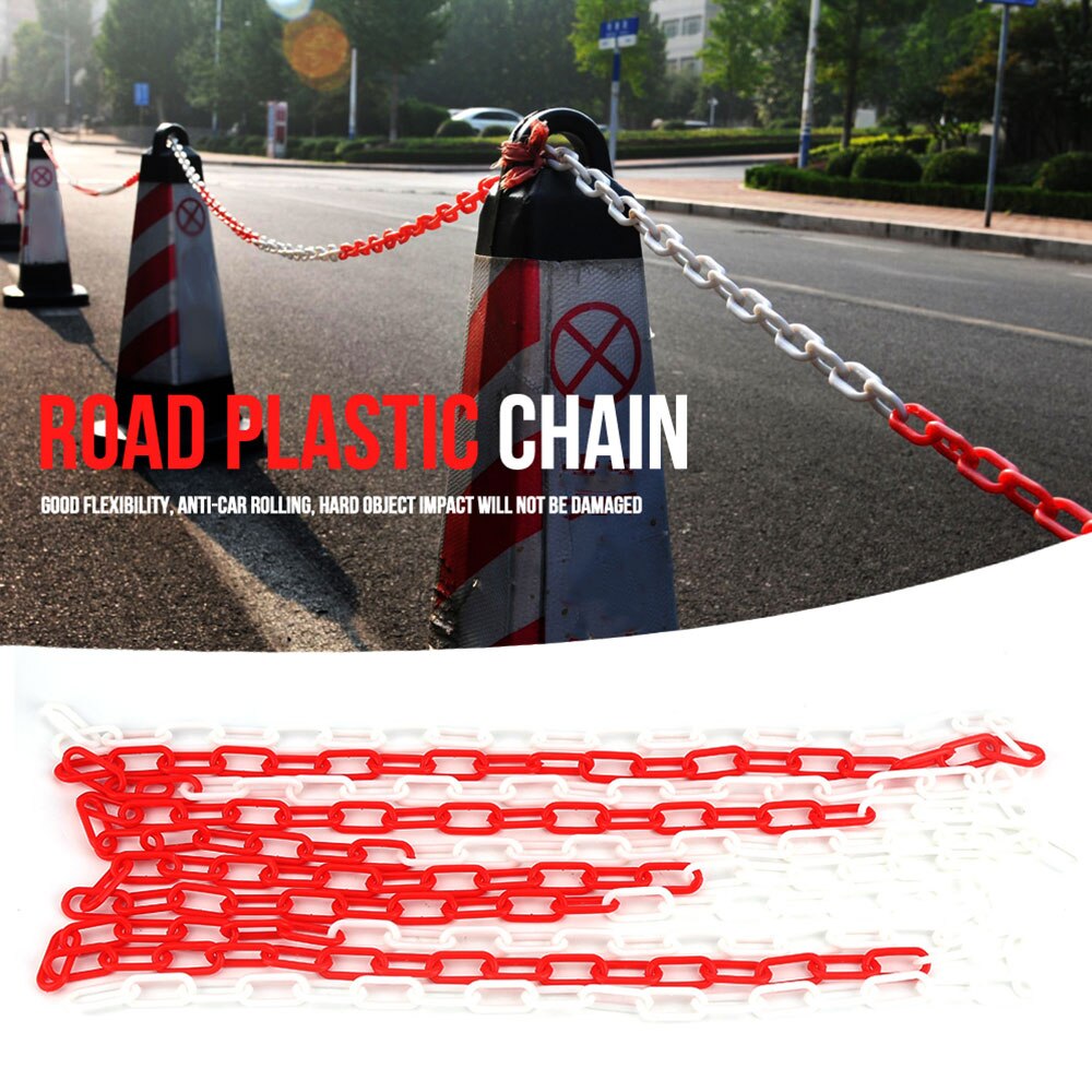 6mm Plastic Chain Red And White Guardrail Warning Post Yellow Black Isolation Safety Protection 8mm Traffic Cone Chain
