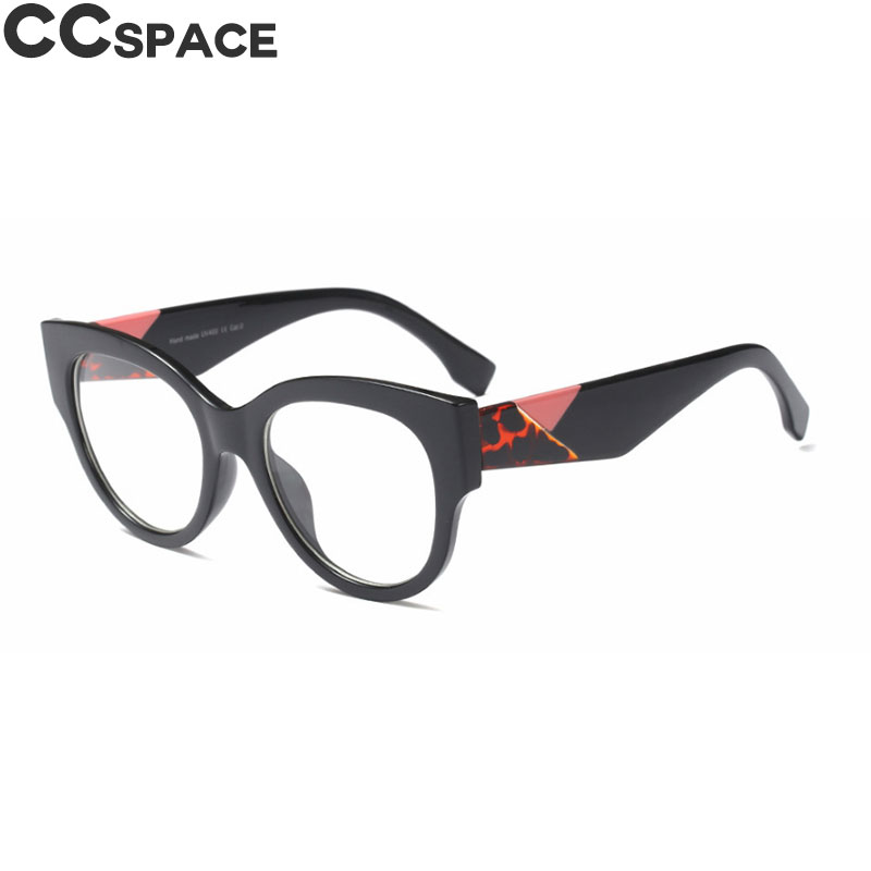 45636 retro Runde Katze Auge Brillengestelle Damen Markendesigner Optische Computerbrille: Schwarz