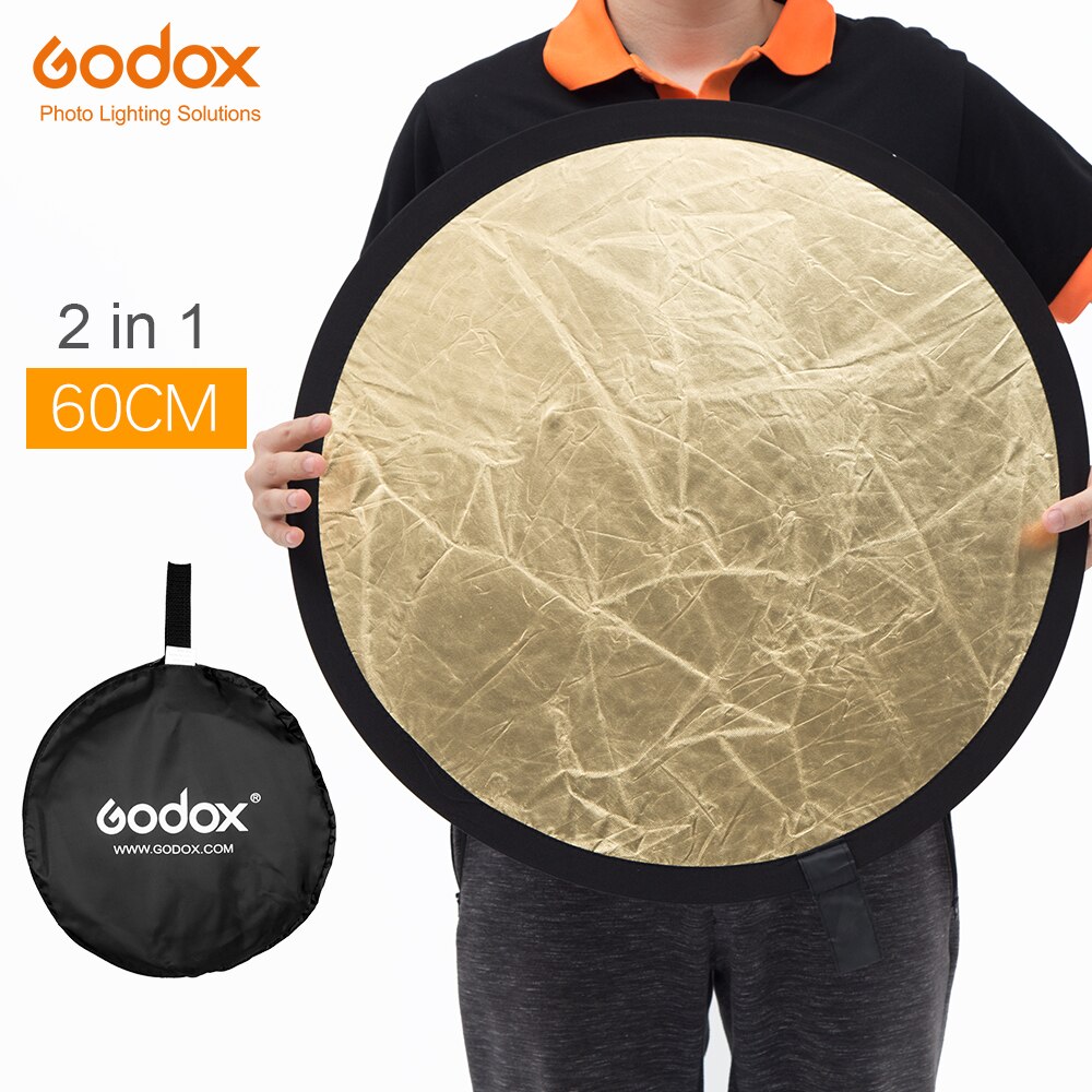 Godox 60 cm 24 &quot;2in1 Goud en Zilver fotografie reflector Board Inklapbare Goud en Zilver voor Studio fotografie reflector