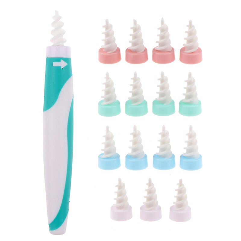 16 Tips Earpick Ear Wax Remover Spoon Oorsmeer Cleaner Gehoorapparaat Oor Care Tools: green