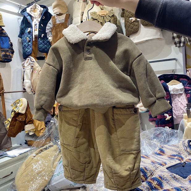 winter Koreaanse losse en veelzijdige fleece katoenen trui wol kraag casual top verdikte en warm