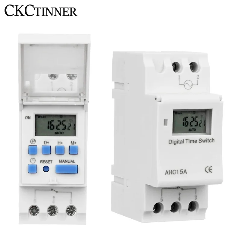 Lcd-digitaalinen ajastin ahc 15a ohjelmoitava aikarele ajastinkytkin 12v 24v 48v ac 110v 220v elektroninen viikkolaskuri