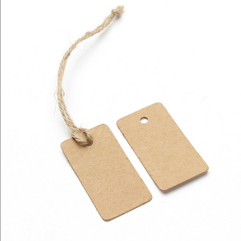 100Pcs Kraft Papier Tags Met Snaren Hang Tags Kledingstuk Tags Voor Candy/Cookies Display Verpakking Label kaart