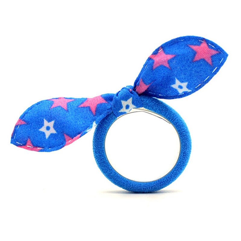 100PCS Kids Girl Mixed Color Rabbit Ear Elastic Hair Bands Rabbit Ears Hair Accessories Ponytail Holder Rubber Bands Hair Ropes
