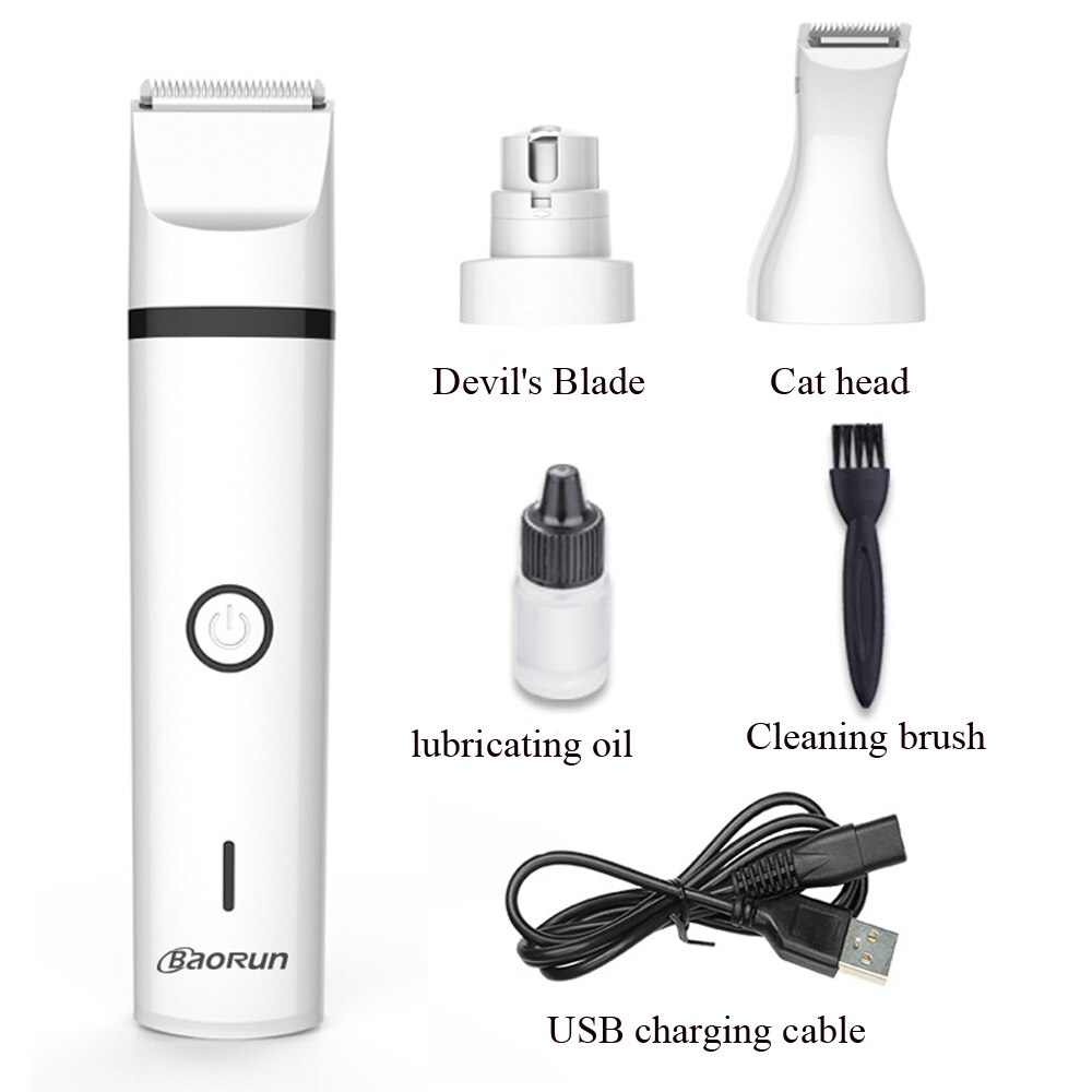 Wiederaufladbare Baorun 3 in 1 Hundesalon Maschine Katze Hund Haar Trimmer USB Haustiere Schermaschinen Nagel Schleifen Mit Haar Trimmer