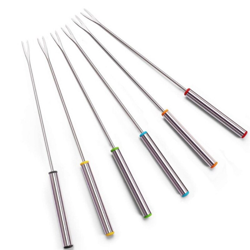 Long Handle Grill Rotisserie Forks Set Stainless Steel Fondue Forks Roasting W0YD
