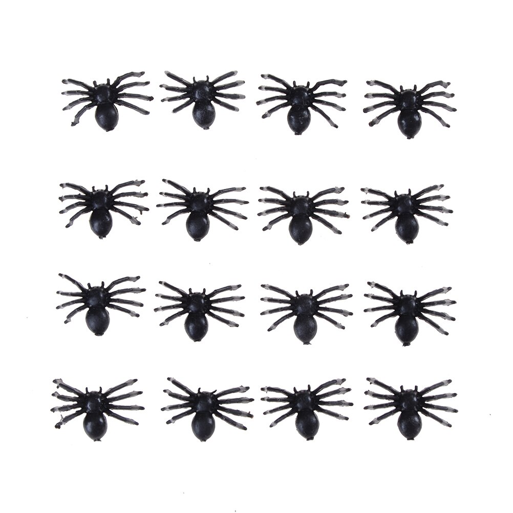 50Pcs 2Cm Realistische Halloween Decoratieve Spinnen Kleine Zwarte Plastic Nep Spider Speelgoed Grappige Grap Prank Props