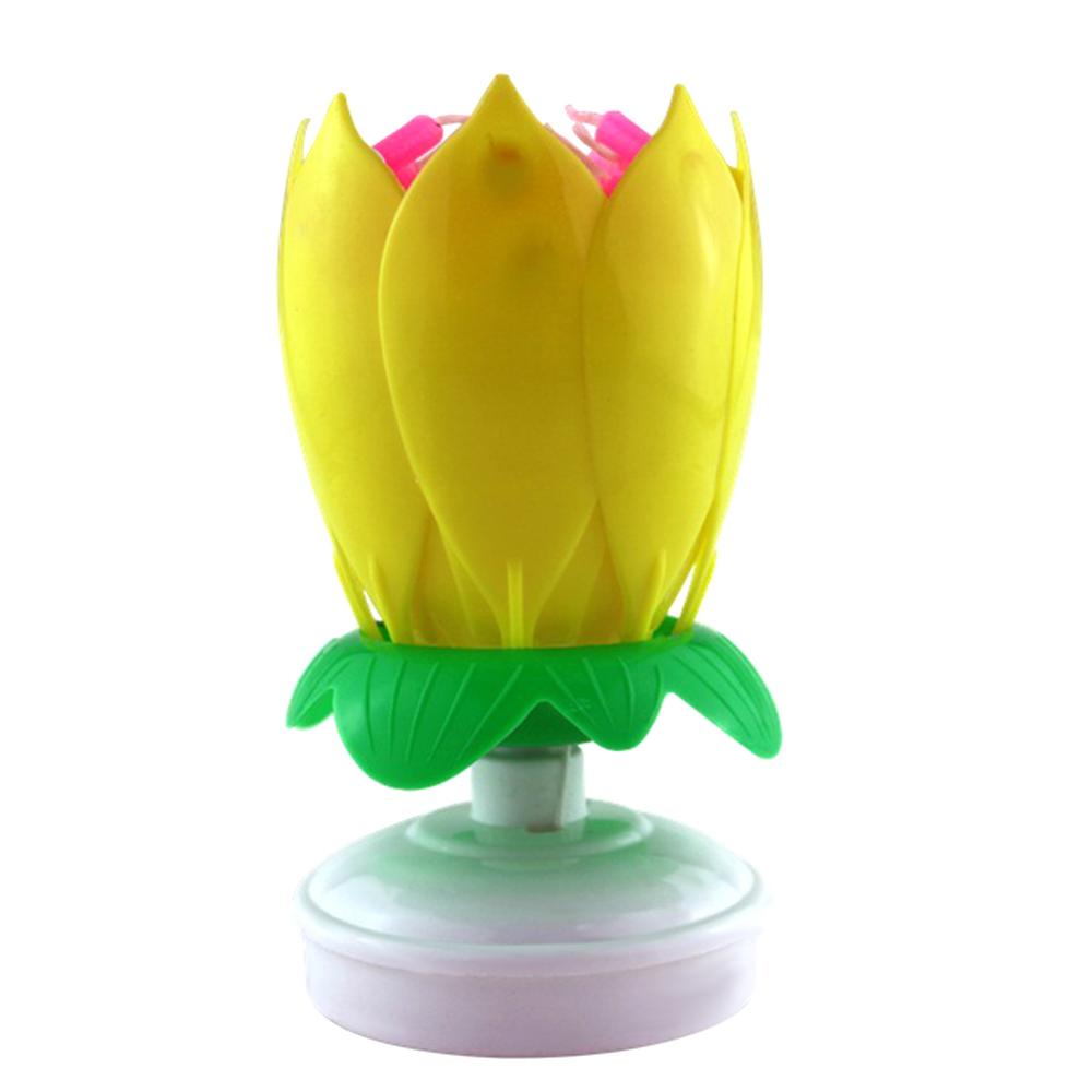 Glæde sang musik fødselsdagslys monolag lotuslys blomstrende musiklys dekorativt lys: Gul