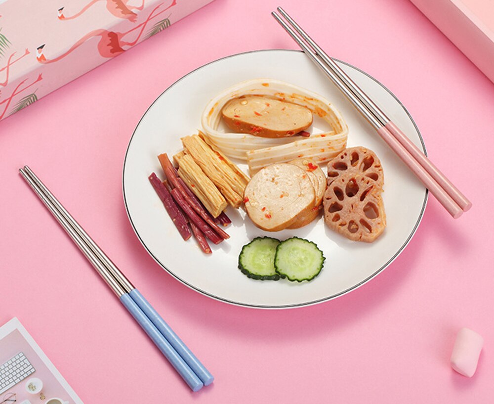 304 baguettes en acier inoxydable portable étudiant voyage baguettes réutilisables japonais sushi bento baguettes avec boîte de rangement