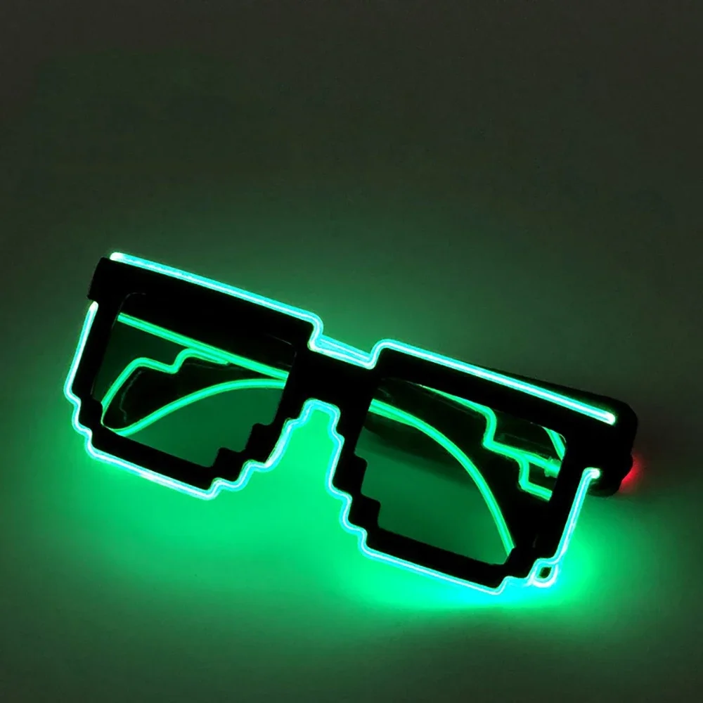 Óculos com iluminação LED sem fio, óculos de néon que brilham no escuro para festa rave, EDM: green