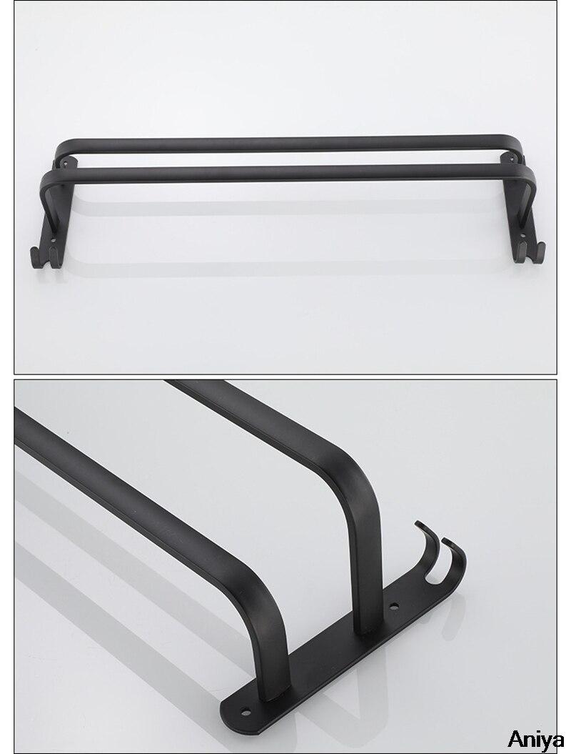 Badkamer Handdoekenrek Wall Mounted Handdoek Hanger Alle Zwarte Handdoek Houder 30-60Cm Handdoek Bar Keuken Handdoek Houder badkamer Accessoires