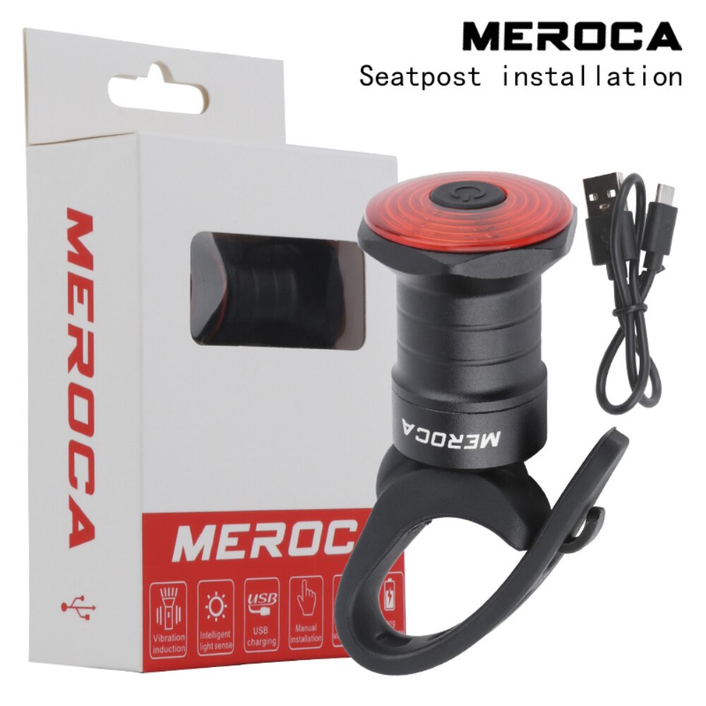 Meroca Smart Fiets Achterlicht Auto Start/Stop Brake Sensing Waterdichte Usb Oplaadbare Fietsen Achterlicht Led Fiets Lantaarn: A Seat tube Style