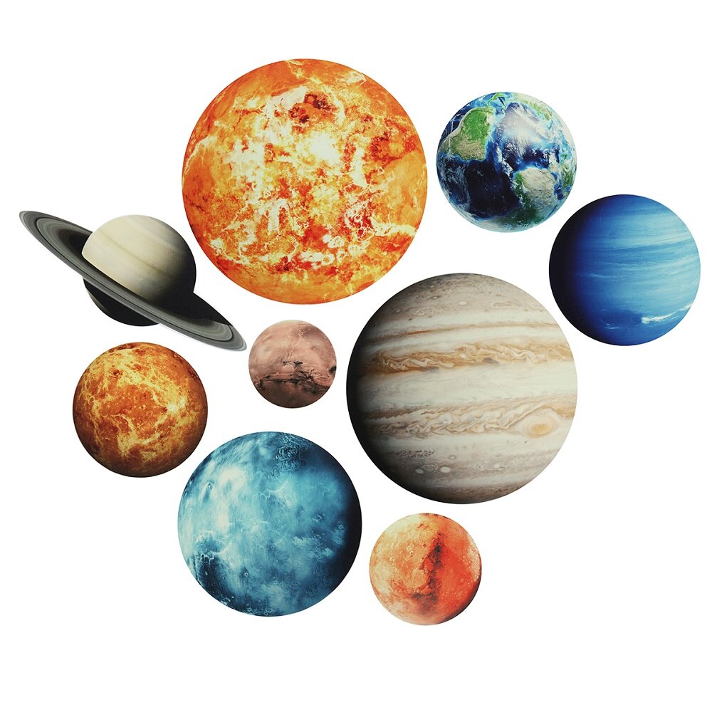 9Pcs/Set PVC Glow In The Dark Solar System Wall Stickers Removable Wallpaper 9#Planets Decal Home Kids Room Decoration: Default Title