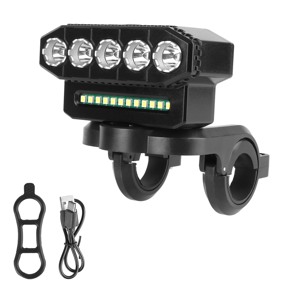 Fahrradbeleuchtung, 8/5 LEDs, 20/12 SMD, wiederaufladbar, wasserdicht, 6 Modi, Beleuchtung, LED-Scheinwerfer, tragbar, universelle Motorradscheinwerfer: Gelb