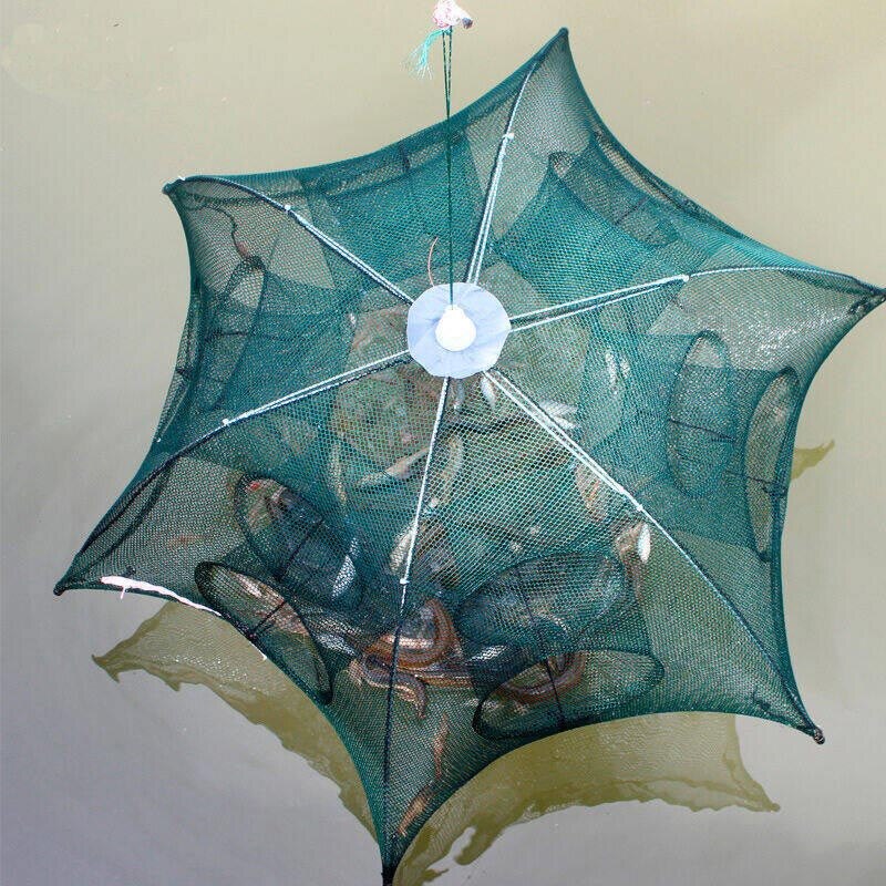 Strengthen 4-20 holes automatic folding nylon fishing net catch fish trap for fish shrimp minnows crab shaped mesh fishing net
