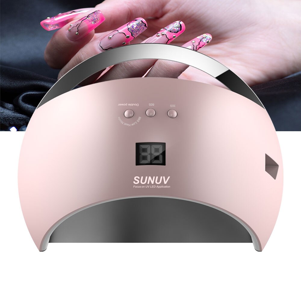 Lámpara inteligente SUNUV SUN6, lámpara para LED UV de uñas, secador, base metálica, temporizador LCD, multicolores para curado, Gel UV, polaco, herramientas de arte de uñas