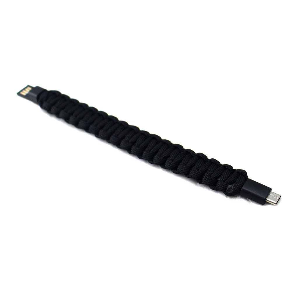 Telefon Geflochtene Armband Schnelle Portable Outdoor Draht Daten Kabel Wearable Wrist USB Lade Typ C Zubehör Für HUAWEI: Black