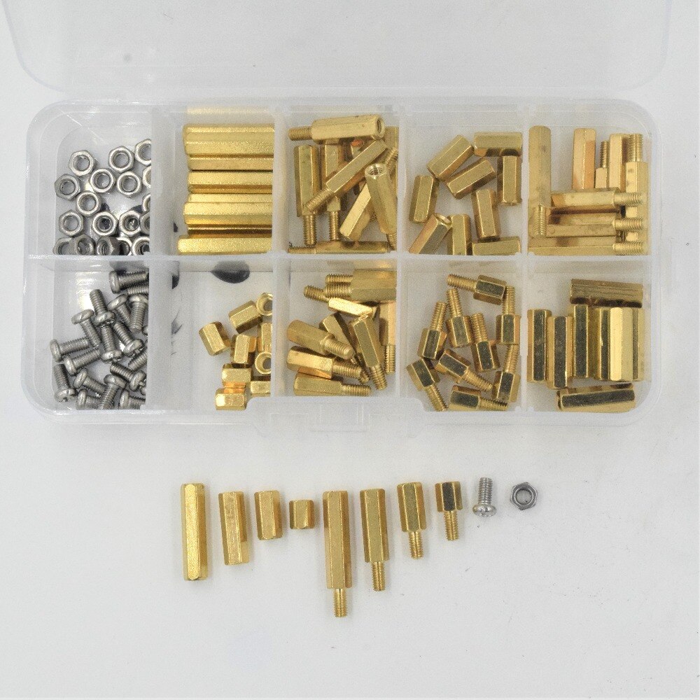 120 st mässing  m3 sexkantsstångsavstånd mutter skruv avstängning avstängd diverse  m3 * 6 /  mm  / 8mm / 10mm/15mm