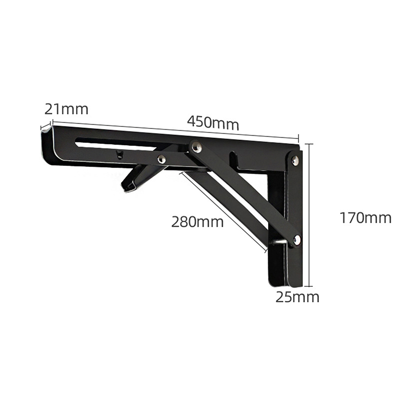 2pcs Folding Bracket For Shelf Table Desk Wall Mounted Support Collapsible Long Release Arm Space Savin Durable: 18 Inch Black