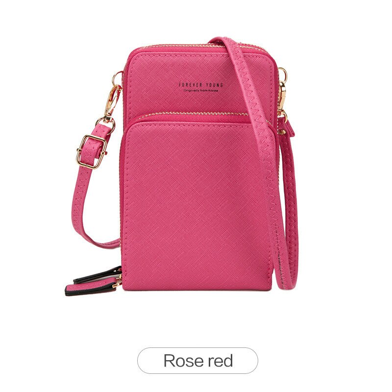 filles sac de téléphone portable Mini sac de messager femmes portefeuille sacs à bandoulière sacs à main de luxe femmes sacs sac à bandoulière: Rose Red